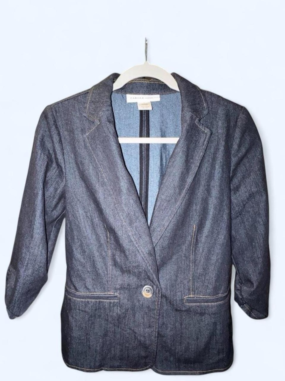 Carole Wren Dark Indigo Denim Blazer with 3/4 sleeves